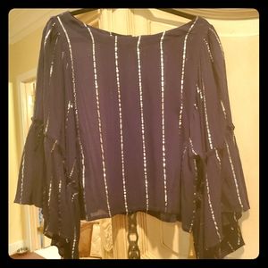 Navy and Silver Blouse